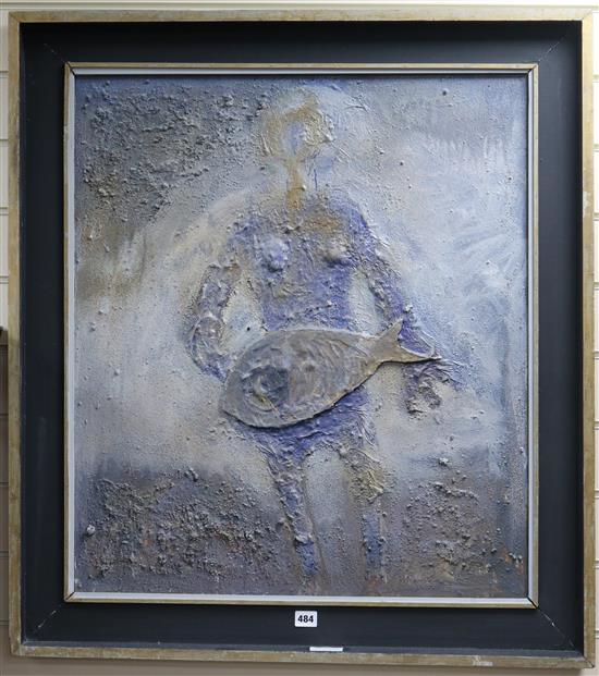 James Palmer, oil on board, The Golden Fish, signed and inscribed verso, 74 x 65cm